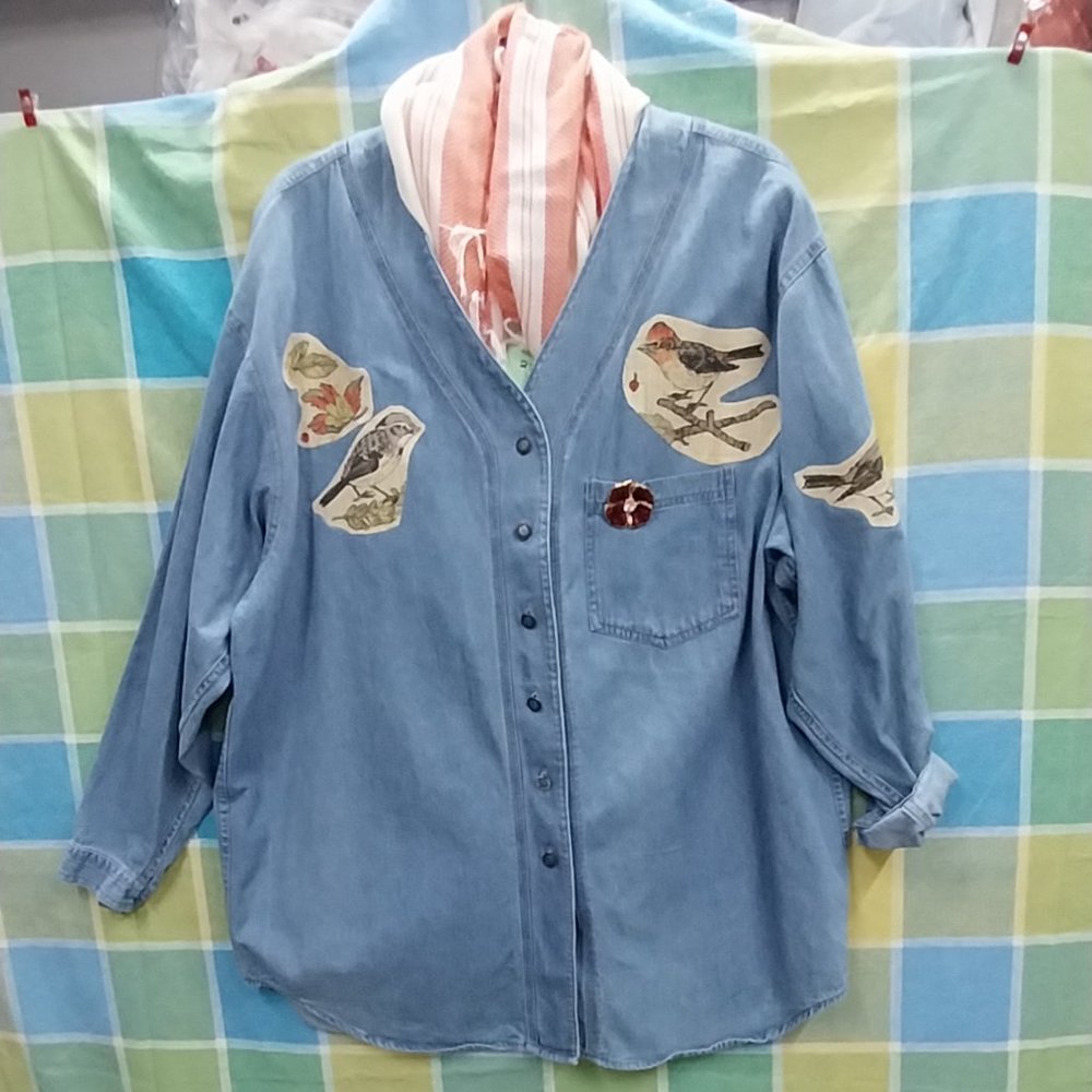 2764 Size XL Express Jeans Upcycled Jean Tunic - Picture 2 of 8